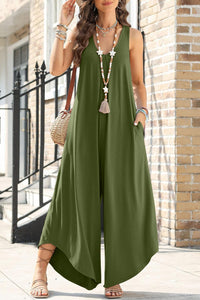 Lovelet Pocketed Scoop Neck Wide Leg Jumpsuit