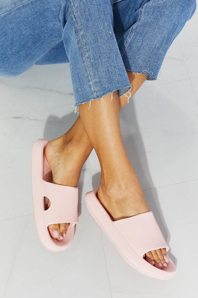 Arms Around Me Open Toe Slide in Pink