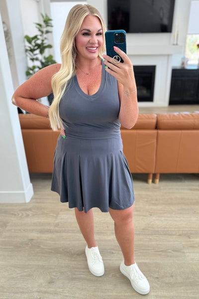 Athleisure Hop, Skip and a Jump Dress and Shorts Set in Charcoal