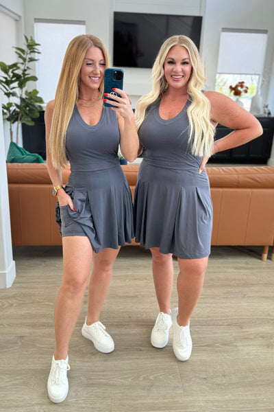 Athleisure Hop, Skip and a Jump Dress and Shorts Set in Charcoal