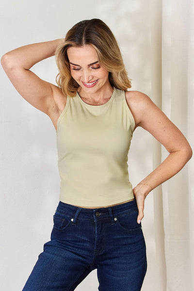 Beige / S Basic Bae Full Size Round Neck Slim Tank