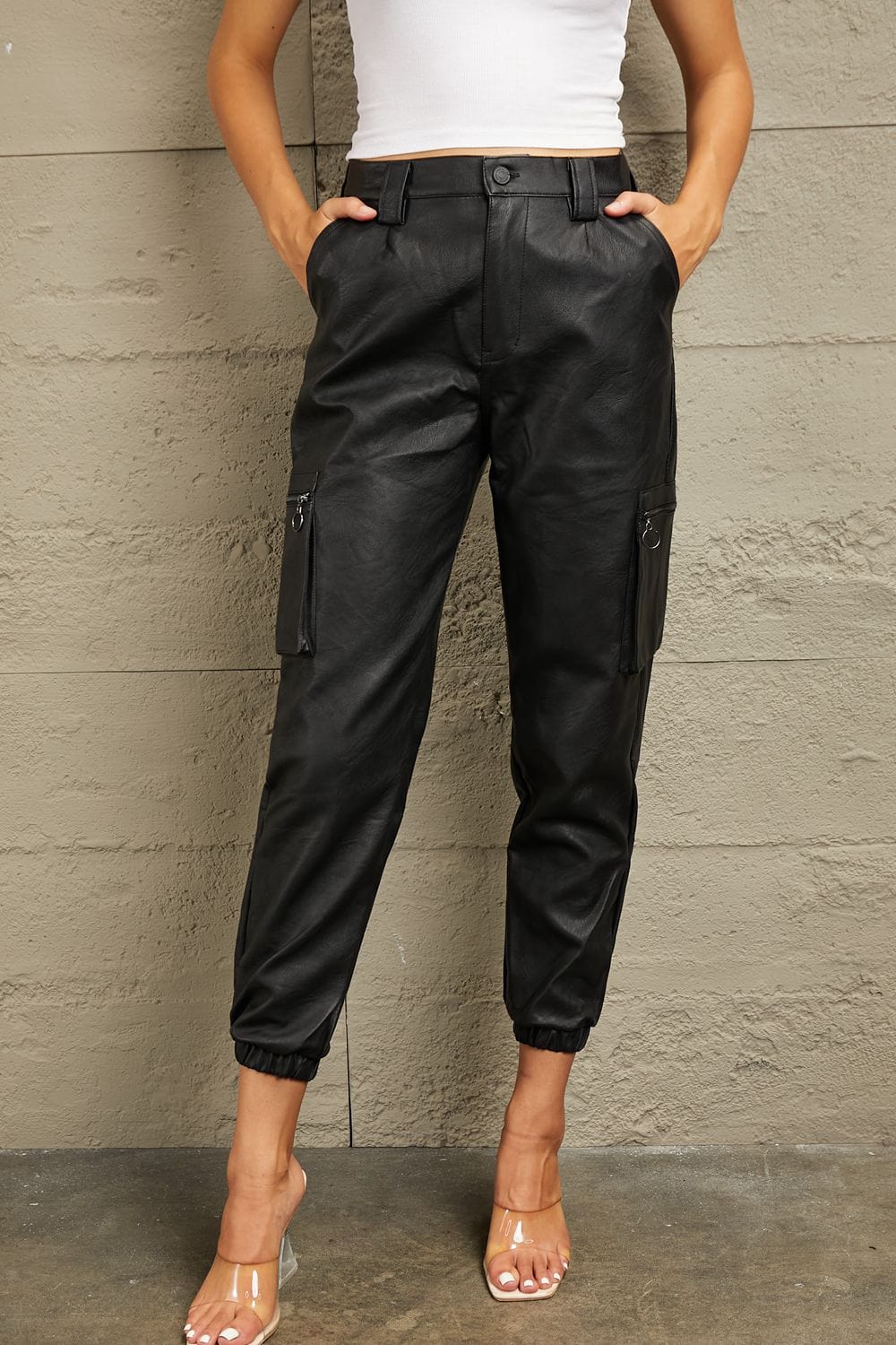 Black / 1(24) Kancan High Rise Leather Joggers