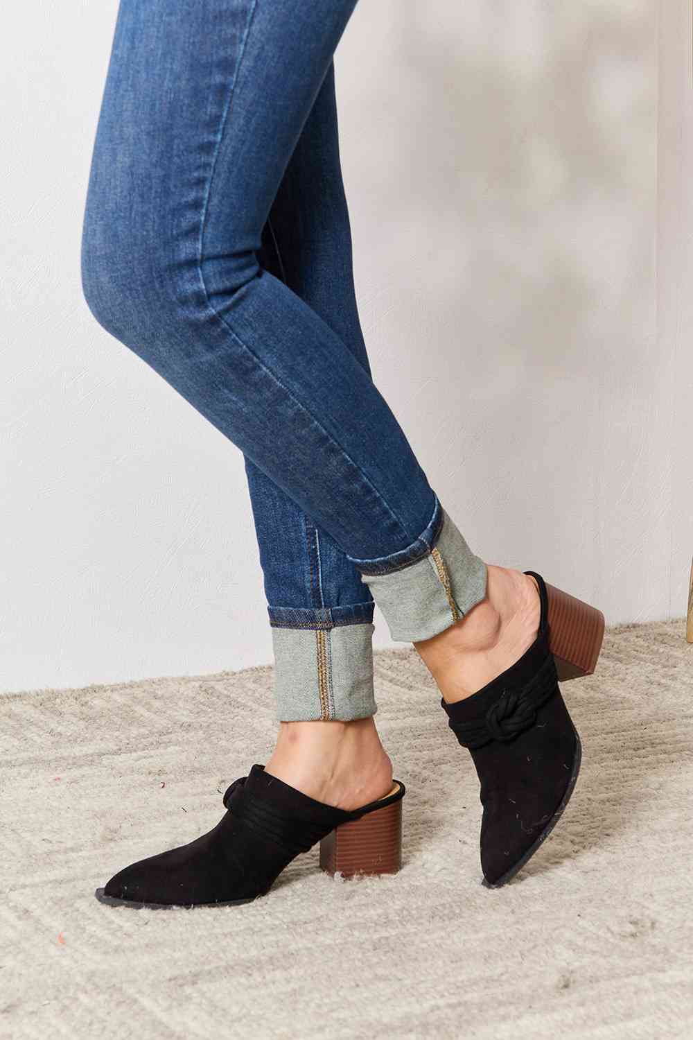 Black / 5.5 East Lion Corp Pointed-Toe Braided Trim Mules