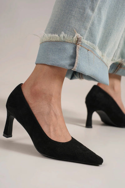 Black / 6 Beast Fashion Faux Suede Point Toe Pumps