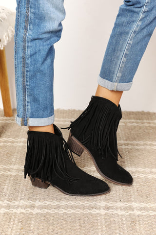 Black / 6 Legend Women's Fringe Cowboy Western Ankle Boots