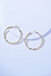 Black/Gold / One Size Alloy Hoop Earrings