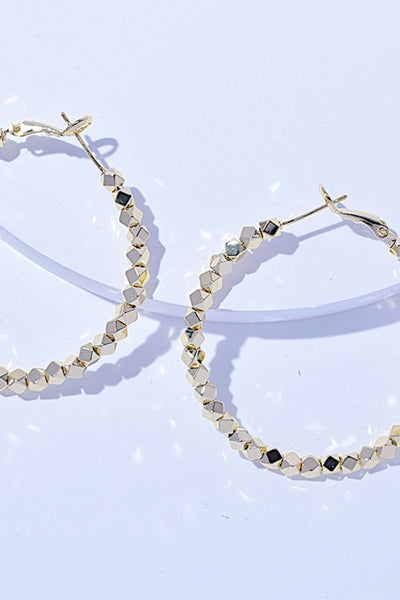 Black/Gold / One Size Alloy Hoop Earrings