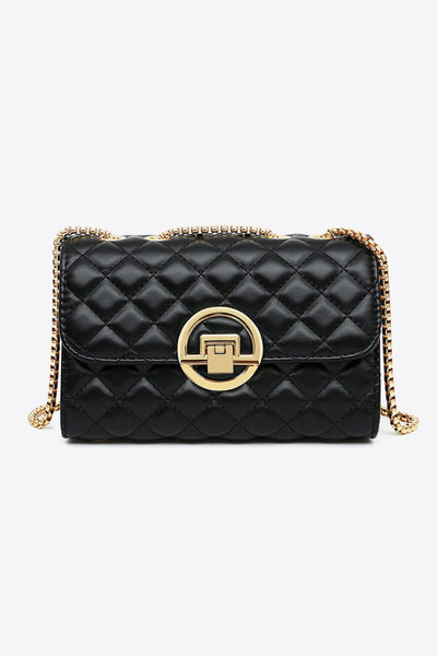 Black/Gold / One Size PU Leather Crossbody Bag