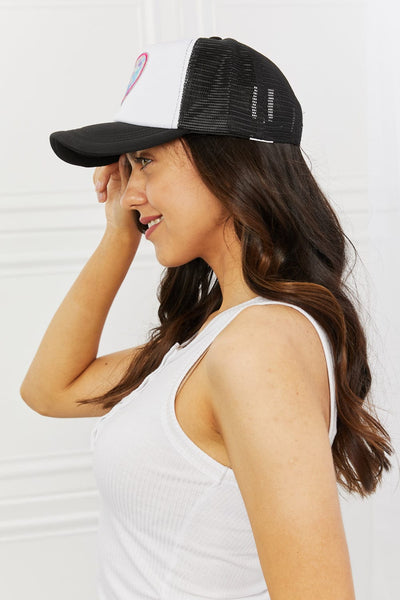 Black / One Size Falling For You Trucker Hat in Black