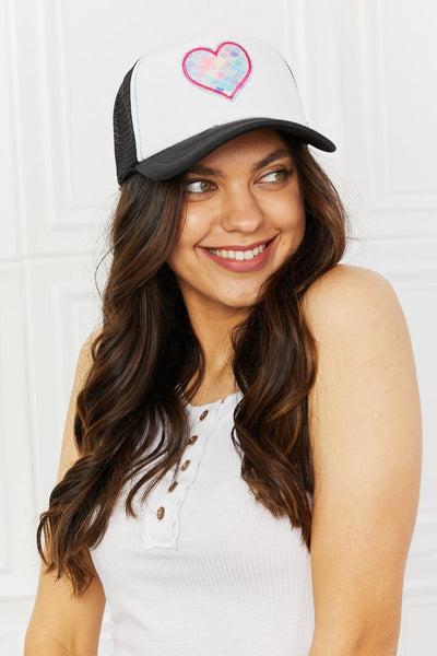 Black / One Size Falling For You Trucker Hat in Black