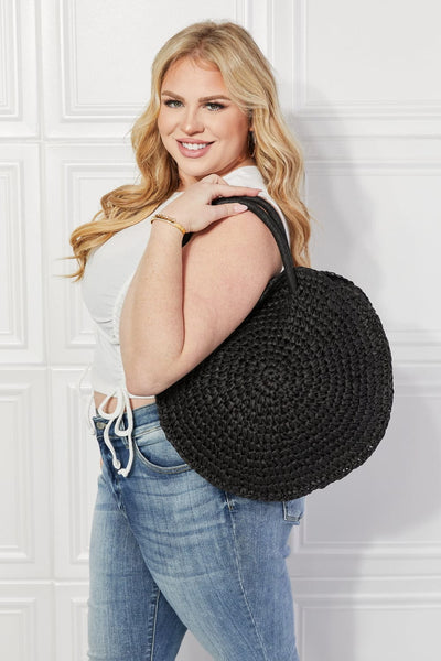 Black / One Size Justin Taylor Beach Date Straw Rattan Handbag in Black