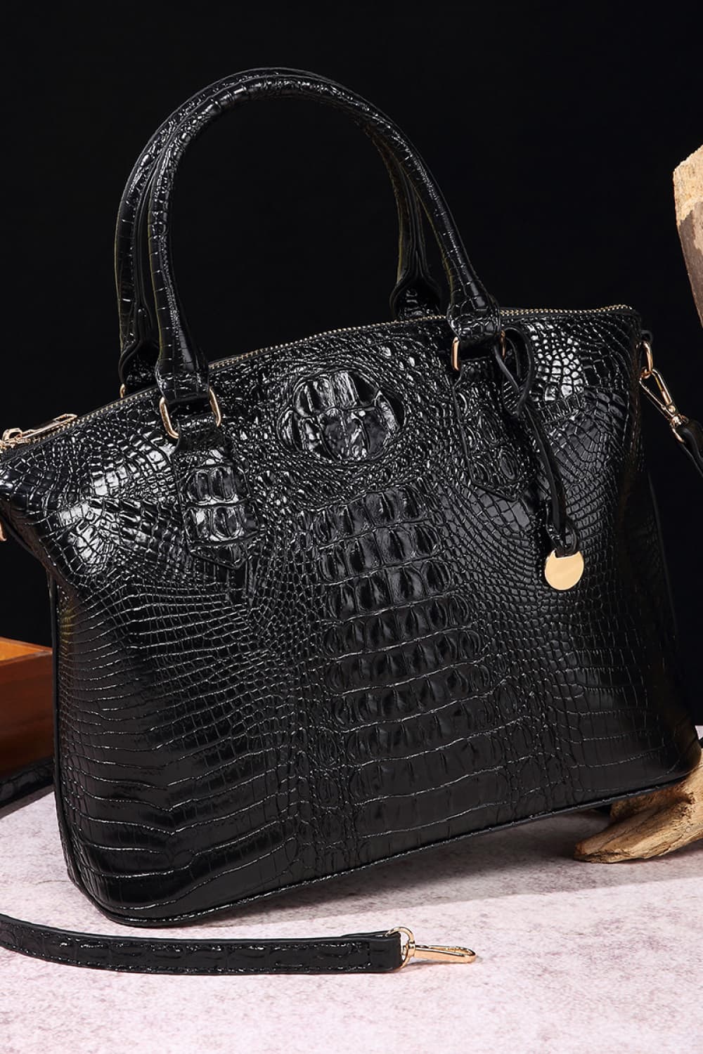 Black / One Size PU Leather Handbag