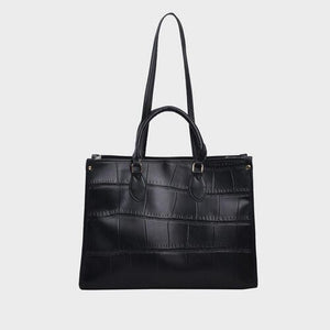 Black / One Size PU Leather Tote Bag