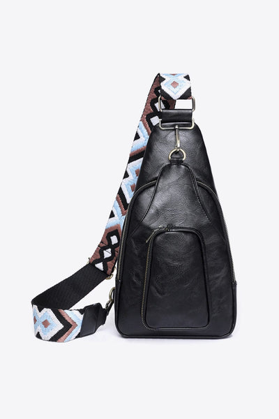 Black / One Size Take A Trip PU Leather Sling Bag
