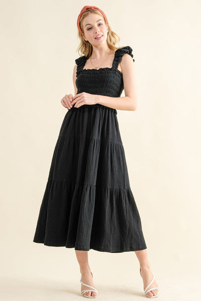 Black / S And The Why Smocked Ruffled Tiered Dress