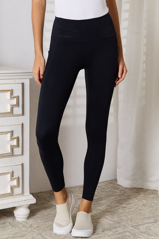 Black / S Basic Bae Wide Waistband Sports Leggings