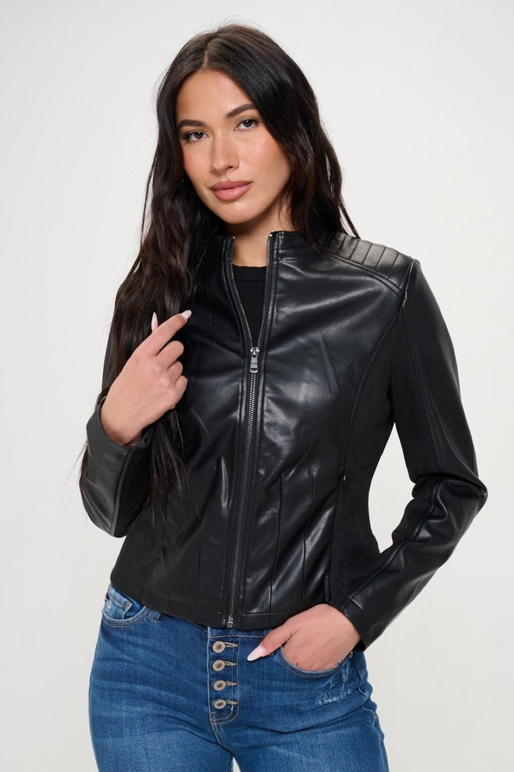 Black / S Coalition LA Zip Up Vegan Moto Jacket