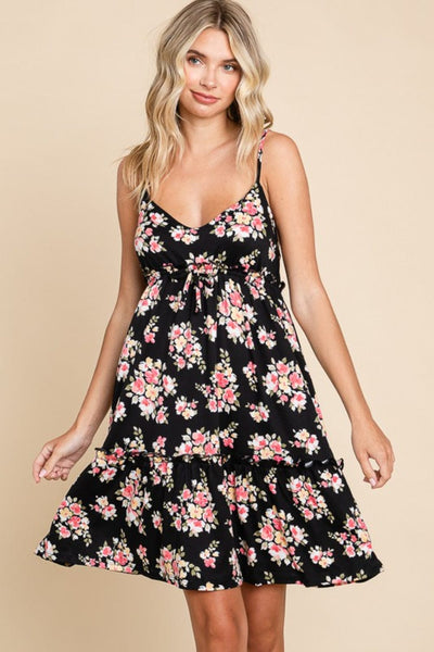 Black / S Culture Code Full Size Floral Frill Cami Dress