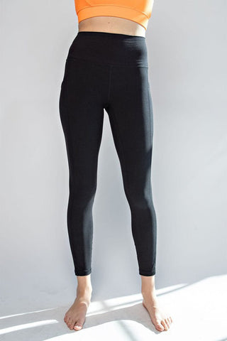 Black / S Faith Apparel High Waist Wide Waistband Leggings