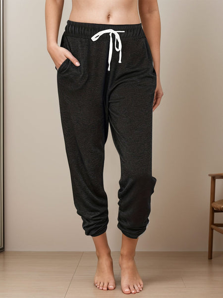 Black / S Full Size Drawstring Elastic Waist Joggers with Pockets