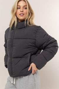 Black / S HYFVE Quilted Back Drawstring Puffer Jacket