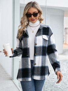 Black / S Ivy Lane Plaid Button Up Long Sleeve Shacket