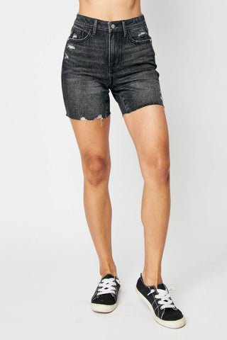 Black / S Judy Blue Full Size High Waist Tummy Control Denim Shorts