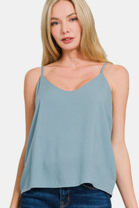 BLUE GREY / S Zenana Two Layered Spaghetti Strap Cami