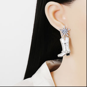 Blue / One Size Boot Alloy Dangle Earrings