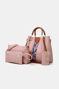 Blush Pink / One Size 4-Piece PU Leather Bag Set