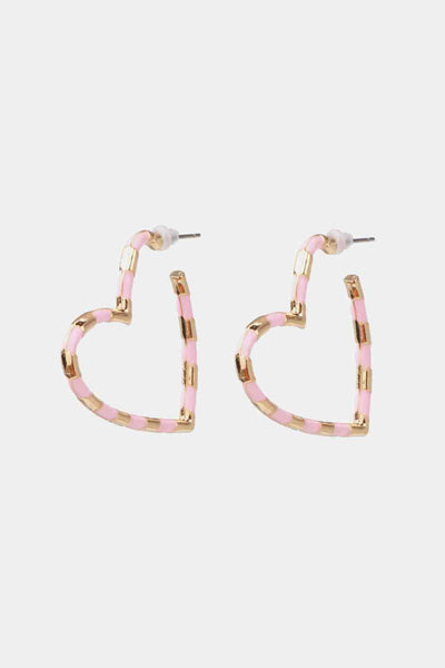 Blush Pink / One Size Heart Shape Dangle Earrings