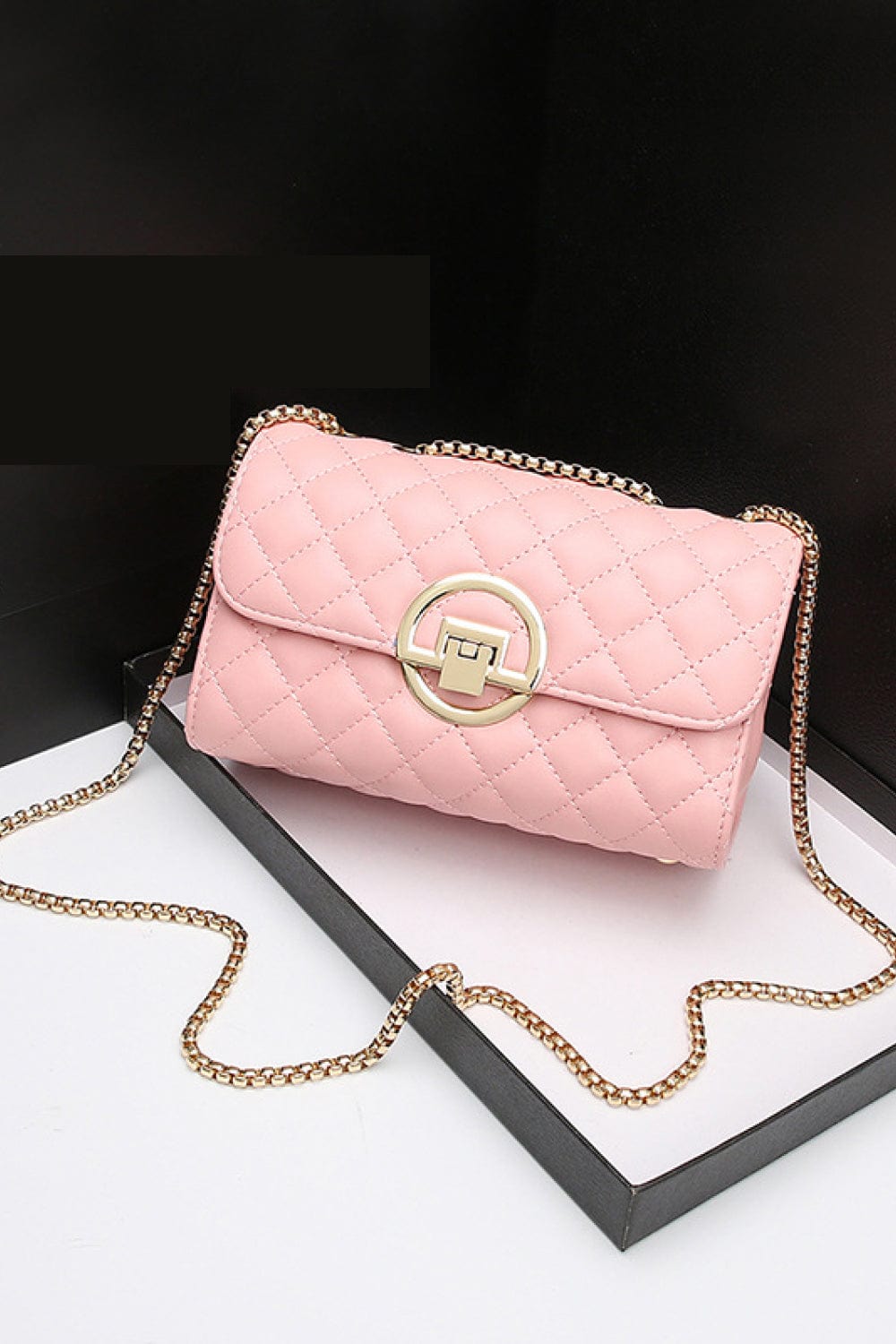 Blush Pink / One Size PU Leather Crossbody Bag