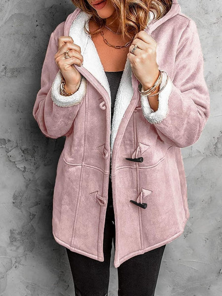 Blush Pink / S Full Size Pocketed Long Sleeve Hooded Toggle Jacket