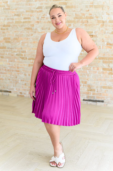 Bottoms Just a Flirt Pleated Skirt in Magenta