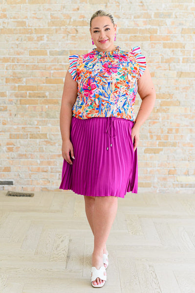 Bottoms Just a Flirt Pleated Skirt in Magenta