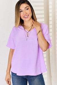 Bright Lavender / S Zenana Texture Short Sleeve T-Shirt