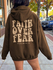 Burnt  Umber / S FAITH OVER FEAR Dropped Shoulder Hoodie