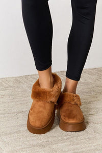 Camel / 6 Legend Footwear Furry Chunky Platform Ankle Boots