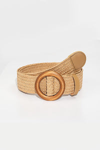 Camel / One Size Polypropylene Woven Round Buckle Belt