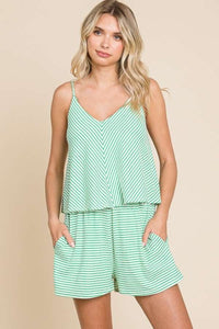 Candy Green / S Culture Code Full Size Double Flare Striped Romper
