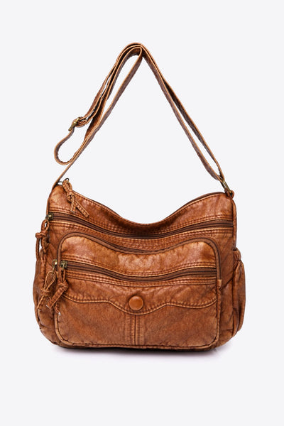 Caramel / One Size PU Leather Crossbody Bag