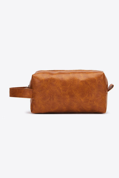 Caramel / One Size PU Leather Makeup Bag
