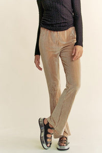 Champagne / S Davi & Dani Elastic Waist Knit Flare Pants