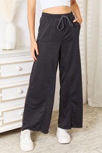 Charcoal / S Basic Bae Wide Leg Pocketed Pants