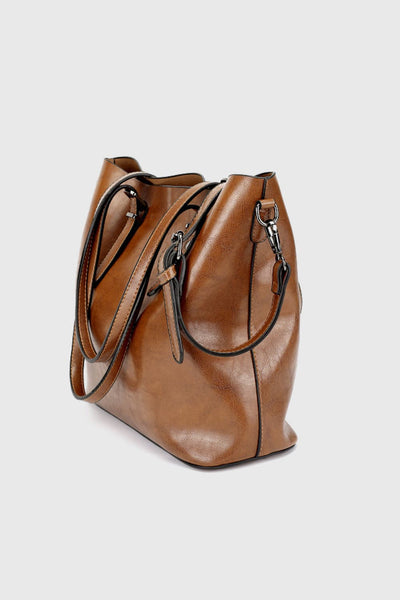 Chestnut / One Size PU Leather Tote Bag