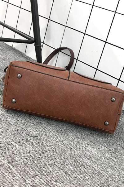 Chestnut / One Size Vintage PU Leather Handbag