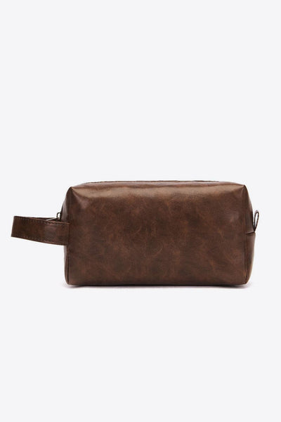 Coffee Brown / One Size PU Leather Makeup Bag