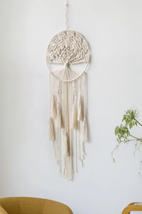 Cream / One Size Bohemian Hand-Woven Lifetree Wall Hanging