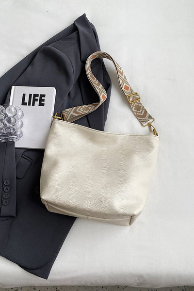 Cream / One Size PU Leather Shoulder Bag