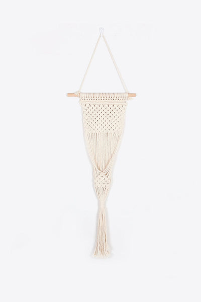 Cream/Stick / One Size Macrame Basket Wall Hanging